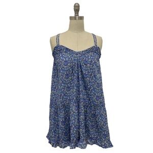 Women’s Spaghetti Cross Strap Floral Tiered Dress Universal Thread Navy Size XS